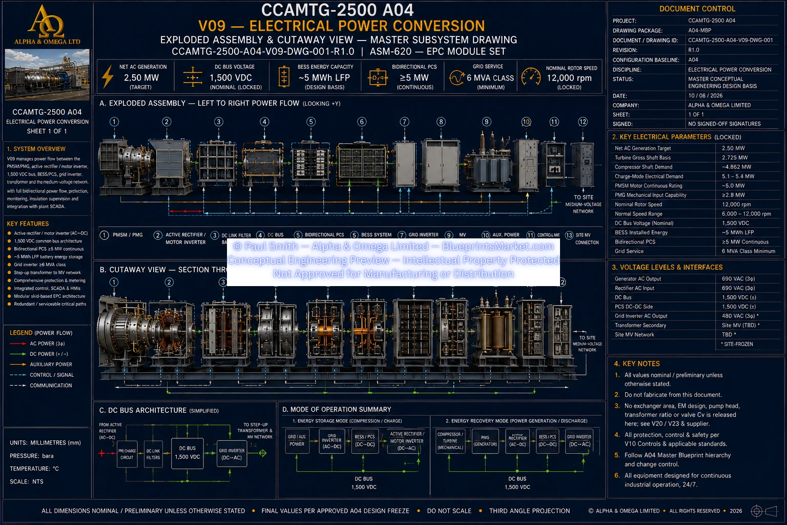 V09 Electrical Power Conversion Exploded Assembly and Cutaway View